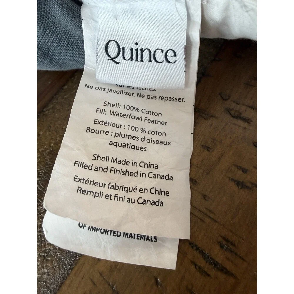 Quince European Linen Lumbar Pillow Nightfall PLUS Feather Insert Blue Gray New